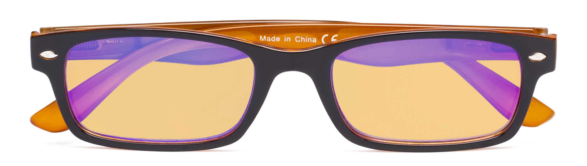 CessBlu Amber Tinted Digital Blue Light Blocking Glasses for Men Women Reading Computer (Yellow)+1.25