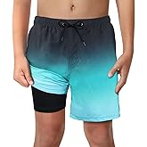 LUCOWEE Boys Swim Trunks with Compression Liner Comfortable Anti-Chafe Swimming Shorts Stretchy UPF Quick Dry Size 3T-20
