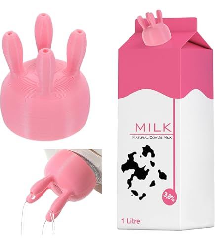Cow Utter Milk Dispenser Milk Carton Cap 3D-Printed Funny