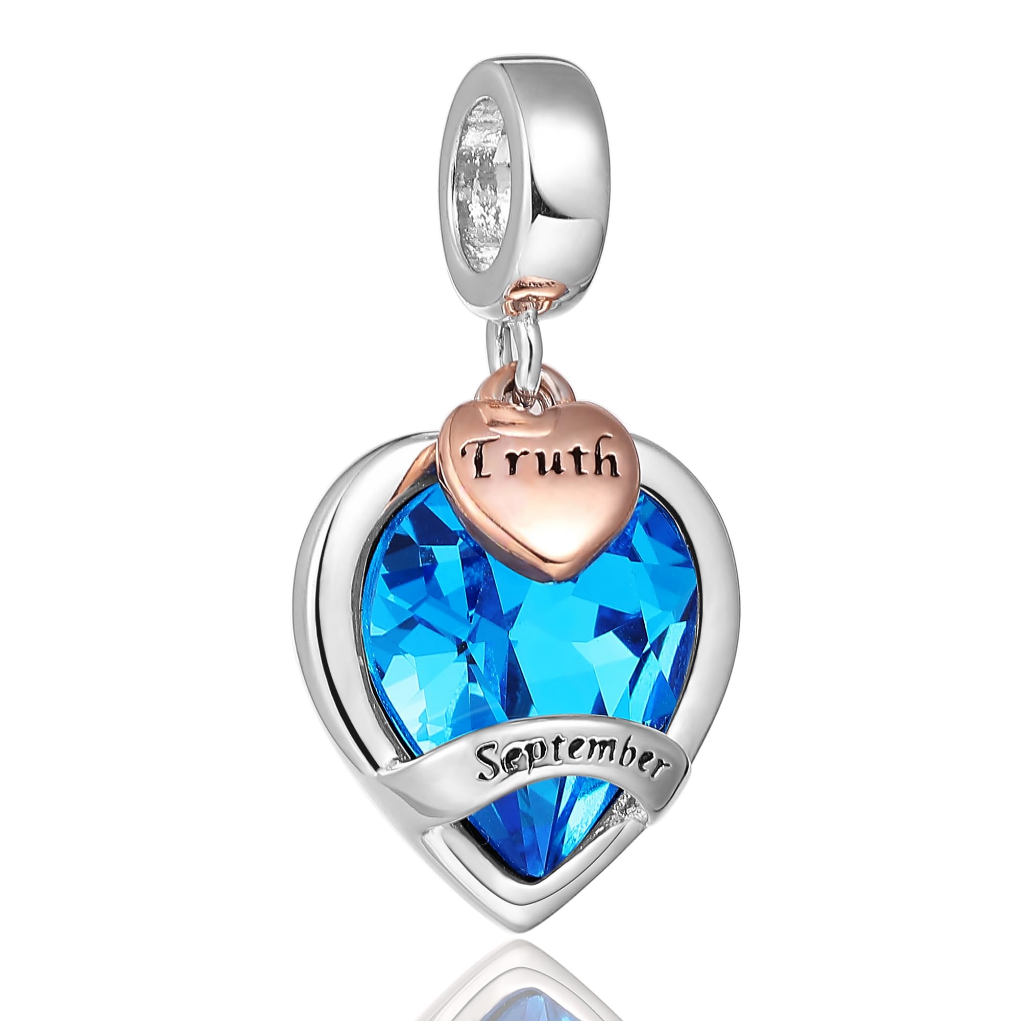 September Birthstone Charms for Women Bracelets Blue Heart Charm fit Pandora Bracelets Jewellery Gifts for Women Girls