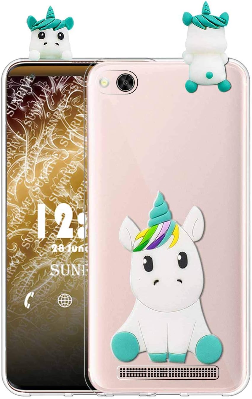 Sunrive Funda para Xiaomi Redmi 3s/3s Prime/3X/3 Pro, Silicona Transparente Funda Slim Fit Gel 3D Carcasa Case Bumper de Impactos y Anti-Arañazos Espalda Cover(W1 Unicornio 1) + 1 x Lápiz óptico