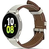 Premium Italy Leather Bands Compatible with Samsung Galaxy Watch 7 6 5 4 40mm 44mm, Galaxy 5 Pro 45mm, Galaxy Watch 6 4 Classic Active 2, 20mm Leather Watch Soft Replacement Strap for Women Men