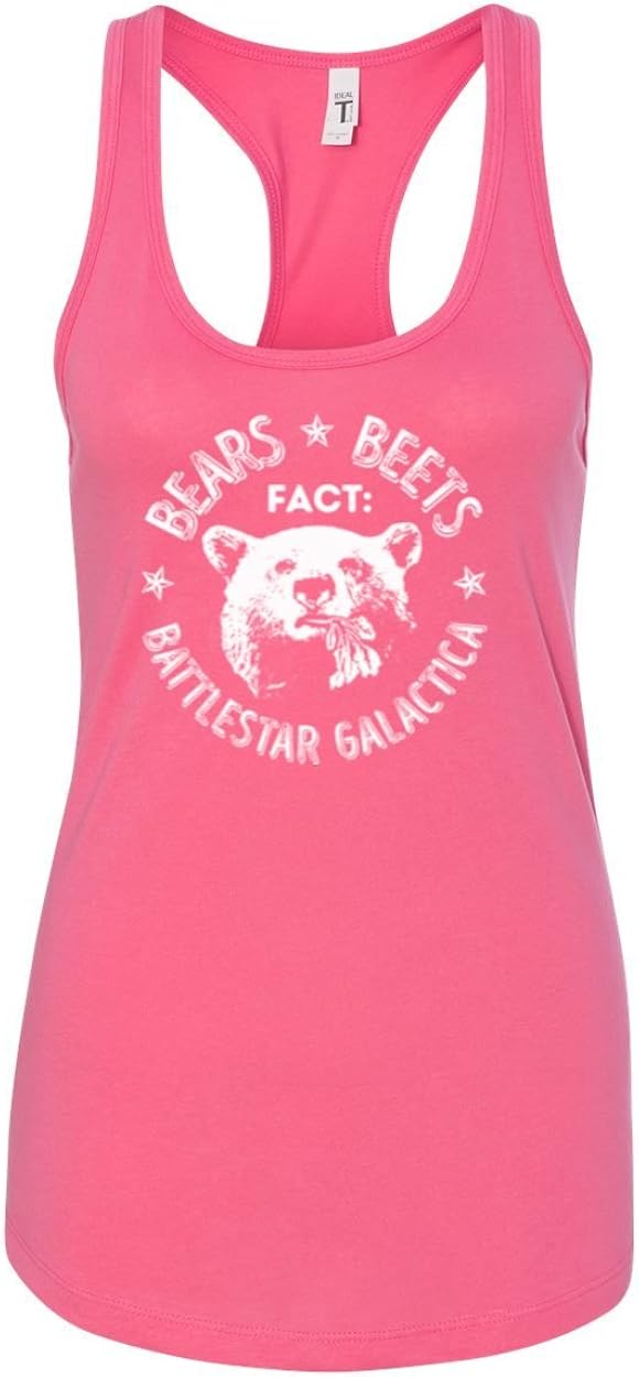 Office | Fact Bears Beets Battlestar Quote | Womens Pop Culture Jersey Racerback Tank Top