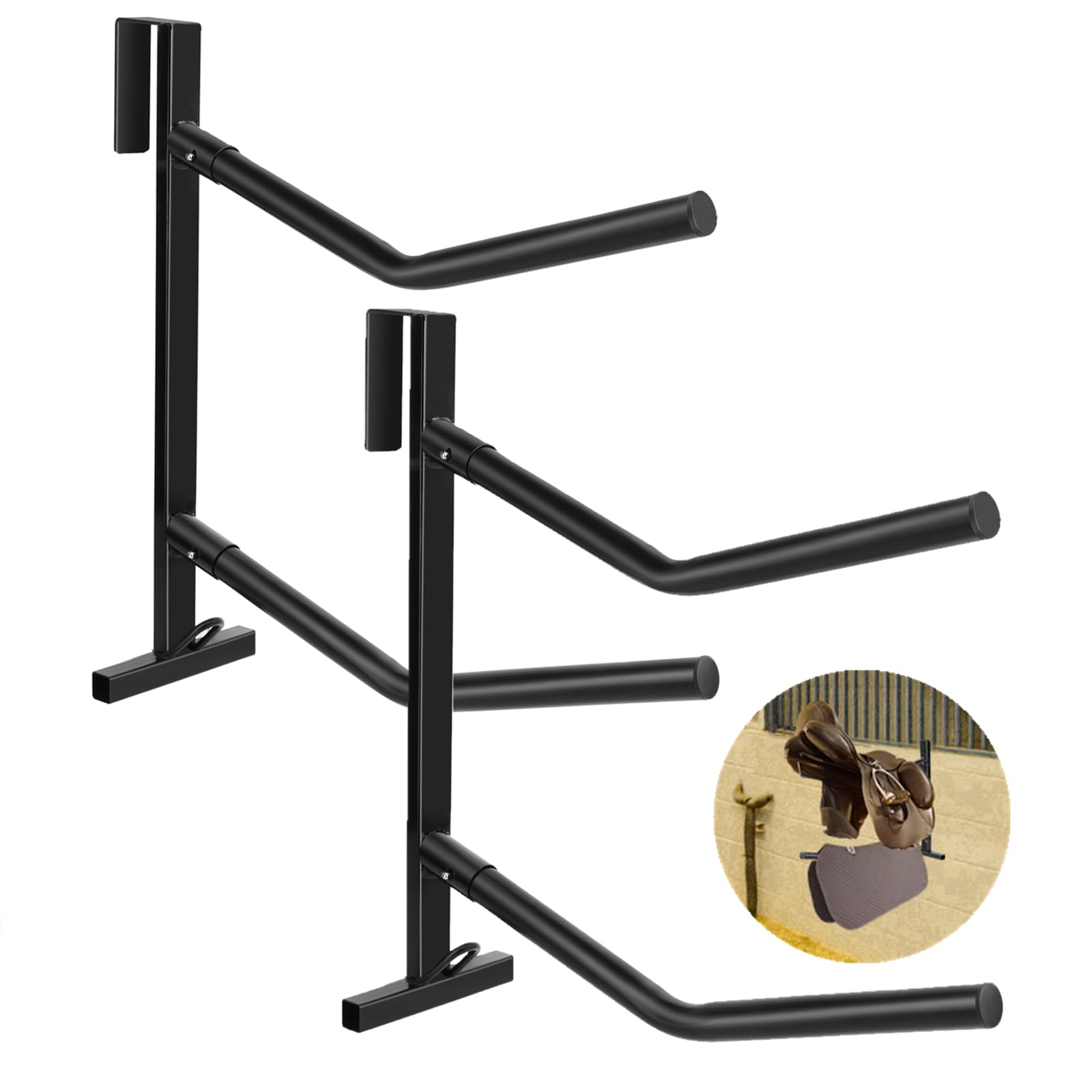 Photo 1 of HDYEGY 2 Pack Portable Saddle Rack,Heavy Duty Removable Saddle Rack Stand Double Saddle Rack for English and Western Style Saddles