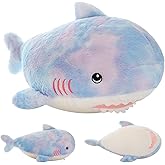 Rainbow Shark Plush Stuffed Animal Colorful Shark Hugging Pillow Anime Gift for Kids and Lovers in Birthday, Valentine's Day, Christmas (11-Inch)
