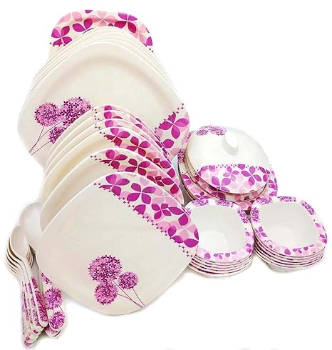 Smart Dinning 40pcs Melamine Dinner Set-White Gold