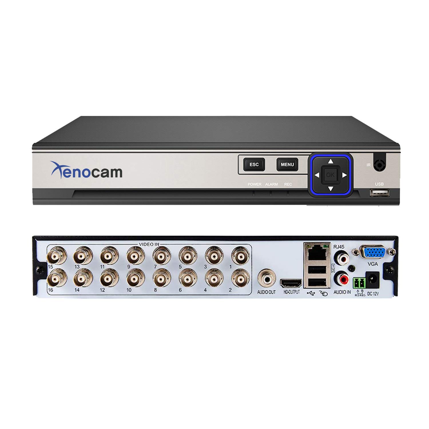 Xenocam 16CH 5M-N/1080N Full High Definition Hybrid for AHD/TVI/CVI/Analog/IP DVR H.265 CCTV Video Recorder P2P Remote Phone Monitoring for Home Security Surveillance System Camera (NO HDD)