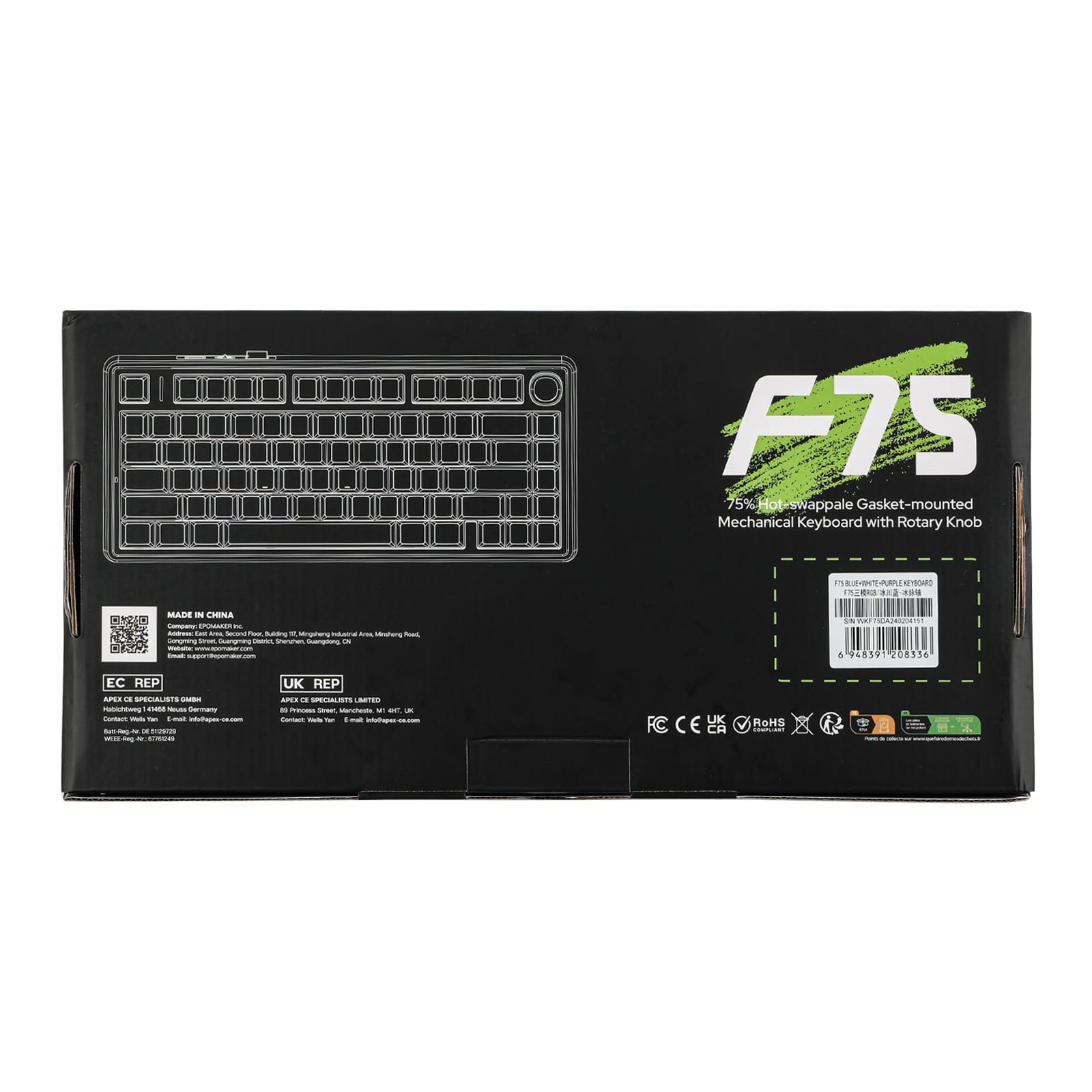 EPOMAKER X Aula F75 75% Wireless Gaming Keyboard, Bluetooth/2.4GHz/USB-C, Hot Swappable Creamy Mechanical Keyboard with 5-Layer Padding&Knob, NKRO, RGB (Black Pink)