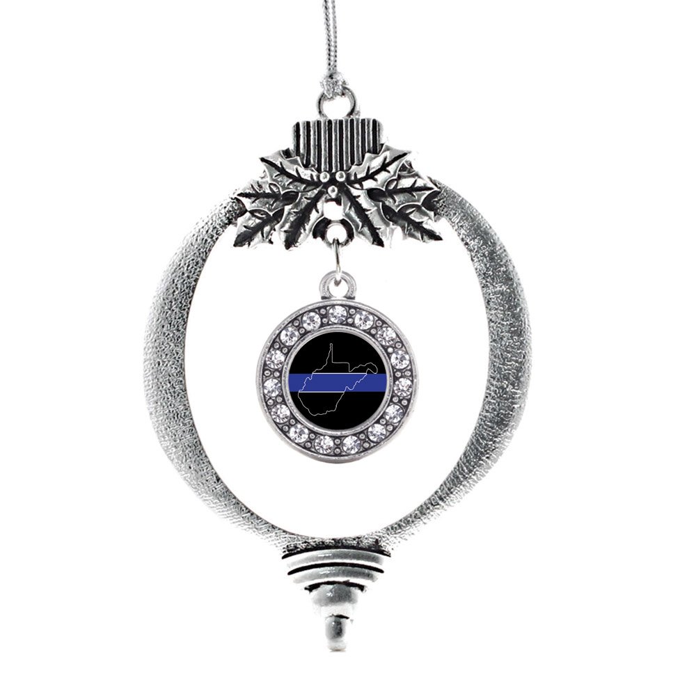 Inspired Silver West Virginia Thin Blue Line Charm Ornament Silver Circle Charm Holiday Ornaments With Cubic Zirconia Jewelry Amazon In Home Kitchen Thin Blue Line Christmas Ornaments