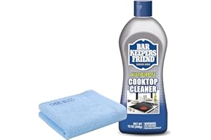 CHERI BLISS Bar Keeper’s Friend Cooktop Cleaner, Lemon Scent (13 oz) & Non-Abrasive, Washable Microfiber Cleaning Cloth (16x16 in) - Home Cleaning Supplies Kit