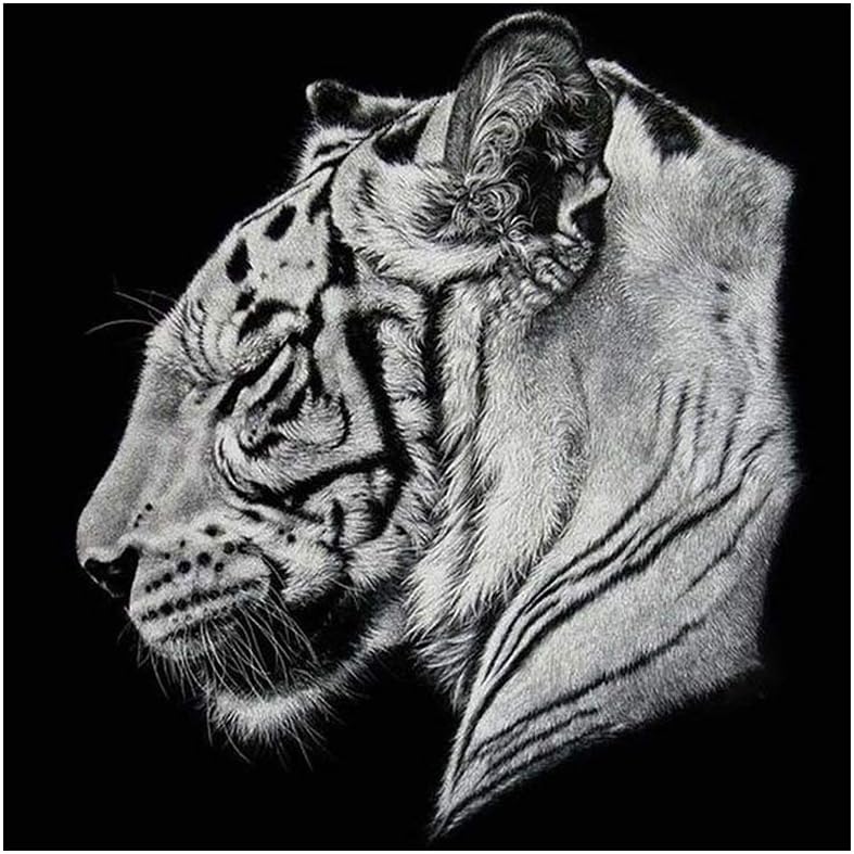 WFZ17 DIY 5D Diamond Painting Kit, Rhinestone Embroidery Cross Stitch Minimalist Tiger Lion Head Arts Craft for Canvas Wall Decor Q1287