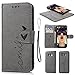 Compatible with iPhone 12 Mini 5G Wallet Case, Case with Card Holder Embossed Butterfly Premium PU Leather Double Magnetic Buttons Flip Shockproof Protective Cover 5.4 inch (Embossed Love Gray)