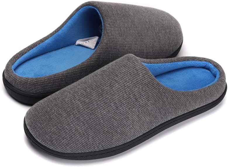 Men's Women‘s Cozy Memory Foam Slippers Two-Tone House Shoes Plush Fleece Lined Anti-Slip Indoor Outdoor Shoes
