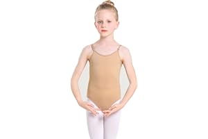 Monbessi Girls Ballet Dance Nude Camisole Leotard Daily Seamless Undergarment Dancewear with Adjustable Straps
