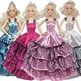 4pcs Barbie Handmade Fashion Wedding Party Gown Dresses for Girl's Birthday Gift Xmas Gift