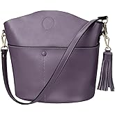 S-ZONE Women Small Cow Split Genuine Leather Crossbody Bucket Bag Shoulder Purse Handbag
