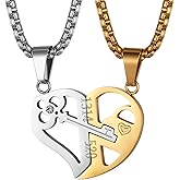 STWTR Men's and Women's Couple Necklace Pendant Love CZ Puzzle Matching Stainless Steel Pendant