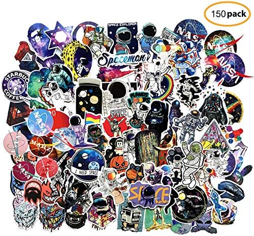 150pcs NASA Stickers for Water Bottle Space Explorer Galaxy Vinyl Decals for for Kids Laptop Water Bottle Helmet Bike Skateboard Waterproof