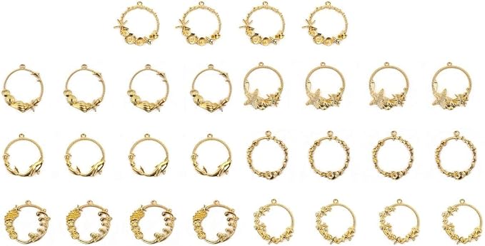 Amazon Uv レジン 用 カン付 マリンモチーフ 空枠 ゴールド 7種類 28個 セット フレーム アクセサリーパーツ 材料 Diy かわいい アクセサリーパーツ 通販