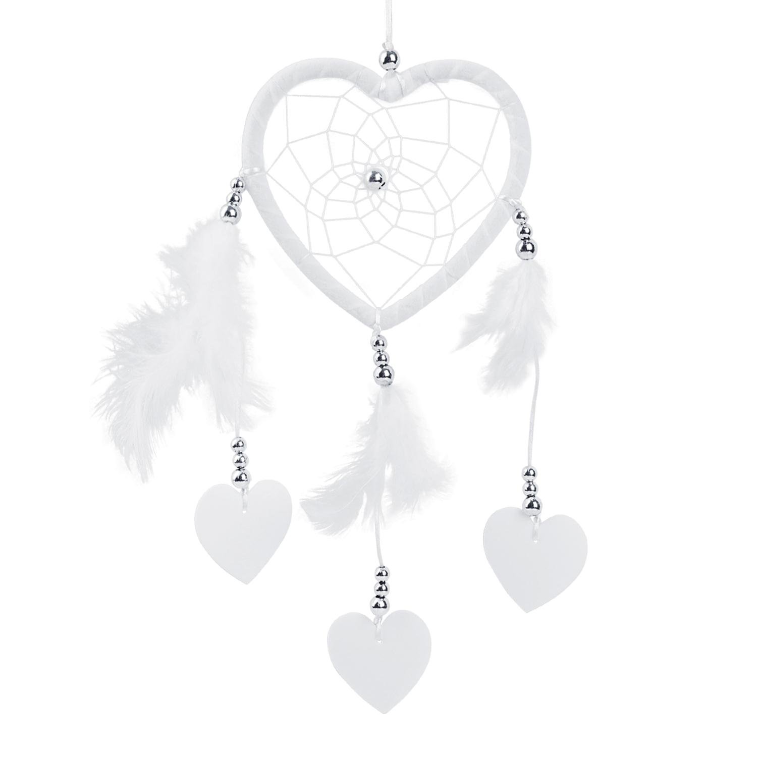 SOLEDI Dream Catcher White 37cm Heart Shape Handmade Traditional Circular Net Home Decor Wall Car Hanging Ornament Gift