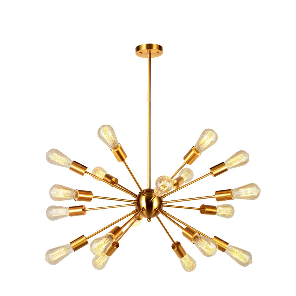Sputnik Chandelier Brass 18 Light Mid Century Modern Pendant Lighting