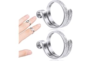 ANCIRS 2 Pack Knitting Crochet Loop Ring for Fingers, Adjustable Crochet Tension Ring, Metal Open Yarn Guide Finger Holders, Knitting Thimbles for Crochet- Silver