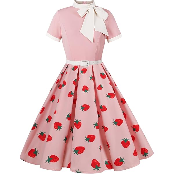 LWODANU Strawberry Dress Women French Style Lace Chiffon Sweet Dress Casual  Puff Sleeve Elegant Printed Dress (Pink,Regular,Regular,Medium) at Amazon  Women's Clothing store