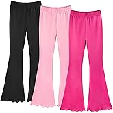 ZukoCert 3 Pack Girls Flare Leggings, Mid Waist Bell Bottom Pants for Kids, Kids Flare Pants Size 4-13Y