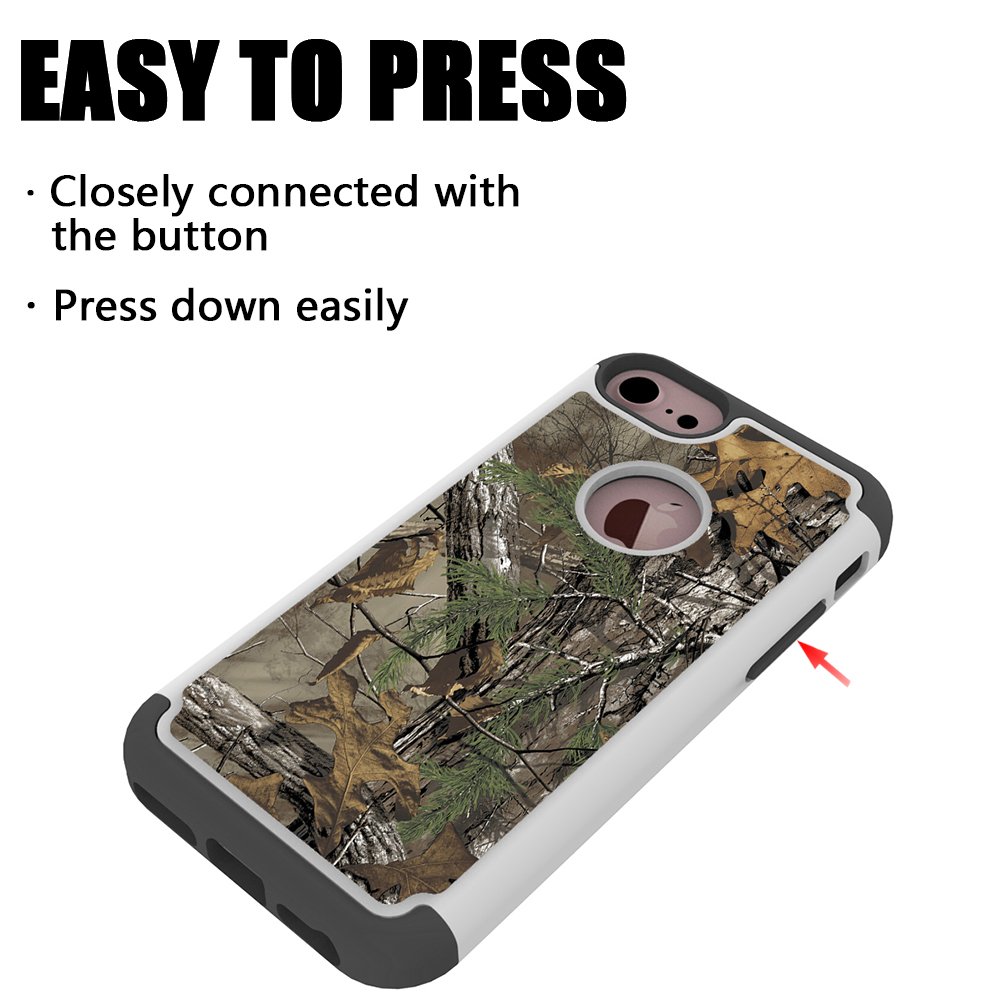 iPhone 7 Case, UrSpeedtekLive [Shock Absorption] Dual Layer Heavy Duty Protective Silicone Plastic Cover Case for iPhone 7 - Camo Tree