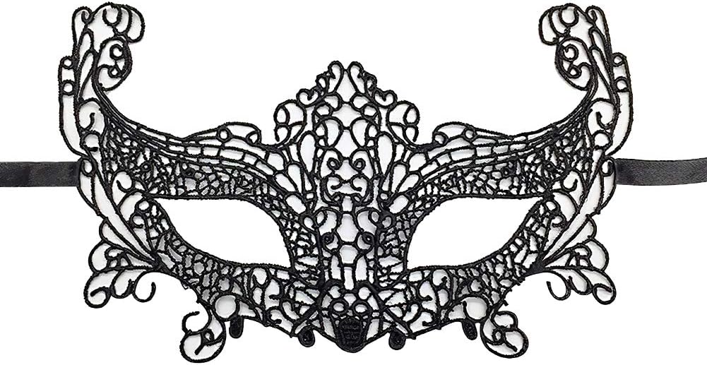 Jamron Women Sexy Black Lace Eye Mask for Masquerade Halloween Party Prom Ball Carnival Dress Mask 3PCS Set Fox SN07830 - Image 4