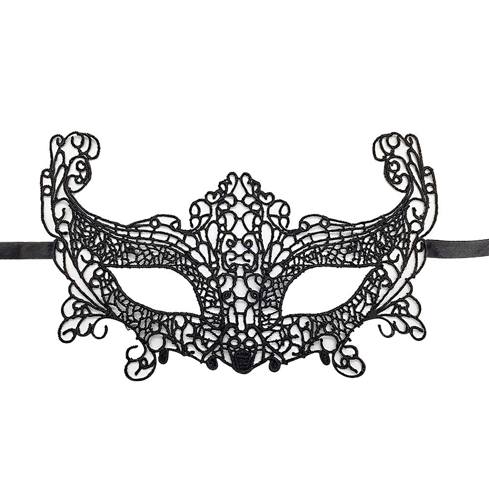 Jamron Women Sexy Black Lace Eye Mask for Masquerade Halloween Party Prom Ball Carnival Dress Mask SN07830 Big Fox