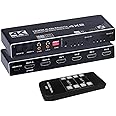 HDMI Matrix 4x2, 4K@60Hz HDMI Matrix Switch 4 in 2 Out with EDID Extractor and IR Remote Control, Support HDMI 2.0b, HDCP2.2, HDR10, Ultra HD, 3D