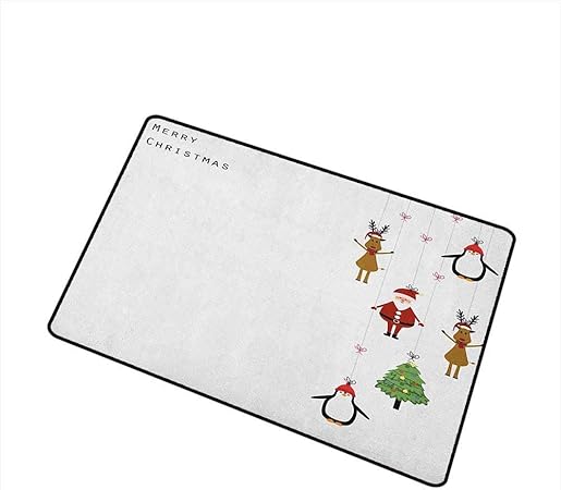 Immagini Natalizie Stilizzate.Lindsay Gosse Tappetino Di Benvenuto Renne Stilizzate Pinguini Di Babbo Natale E Albero Di Natale Su Strisce Design Carino Tappetino Per Porte Inodore Multicolore Amazon It Casa E Cucina