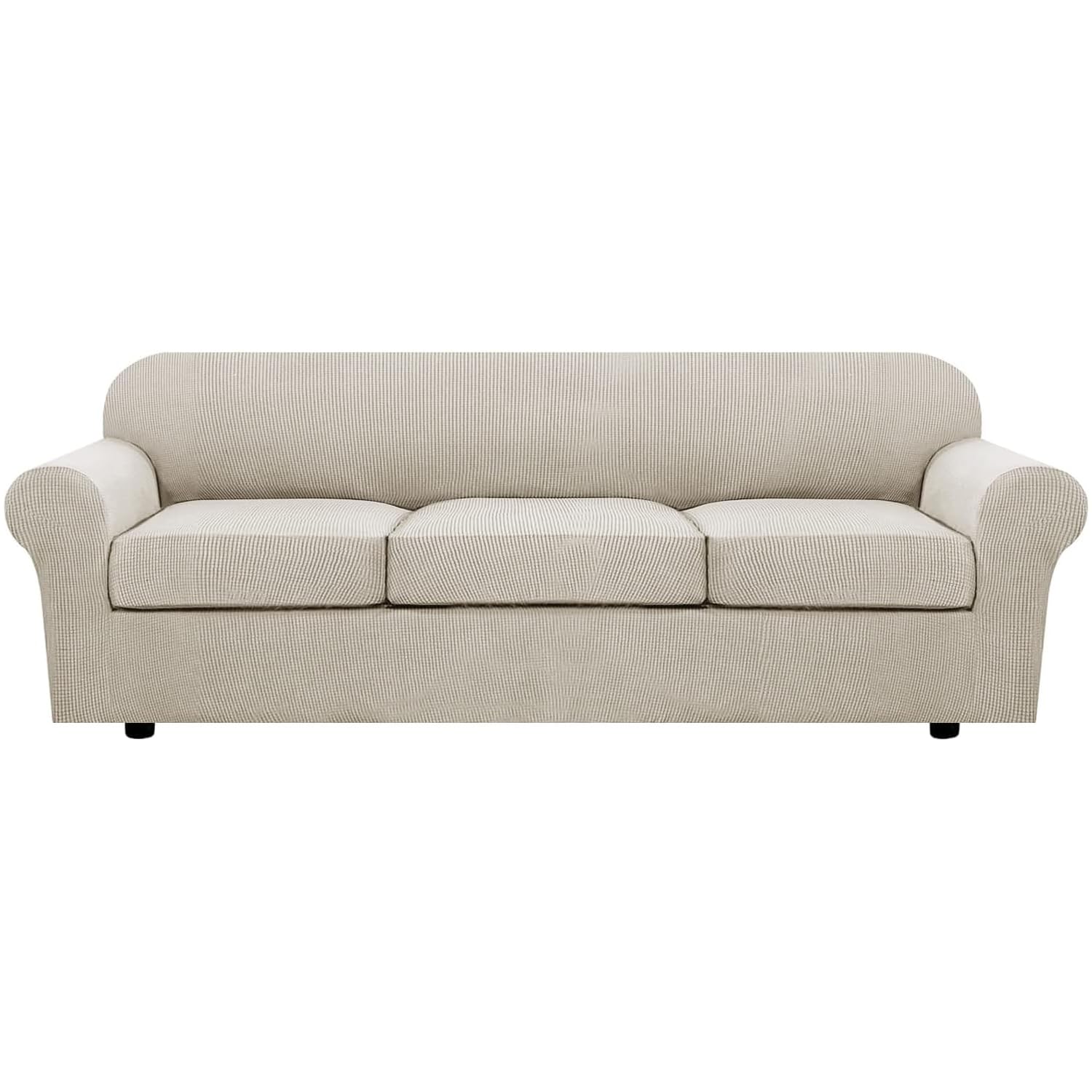 Photo 1 of H.VERSAILTEX 4 Piece Stretch Sofa Covers for 3 Cushion Couch Covers for Living Room Furniture Slipcovers (Base Cover Plus 3 Seat Cushion Covers) Thicker Jacquard Fabric (Large Sofa, Island Fossi)