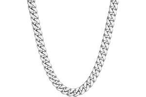 ChainsHouse Miami Cuban Link Chain Necklace for Men, 4.8mm/6mm/10mm/14mm Width, 14K Gold Plated/Stainless Steel/Black Mens Chunky Hip Hop Necklace Curb Chains, 14"-30" Length, Come Gift Box