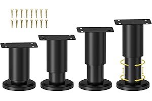 Wlrrcwdttc 4 Pcs Metal Adjustable Furniture Legs 3.15-4.72 inch, Adjustable Cabinet Legs for Sofa/Bed/Chair/Couch/Dresser/Table, Heavy Duty Bed Replacement Support Legs for Bed Frame/Bed Center Slat
