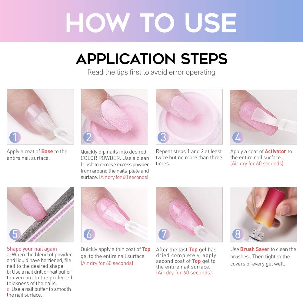 AZUREBEAUTY Nude Pink 8 Colors Dipping Powder Nail Starter Kit Acrylic Dipping Powder System Essential Kit for French Nail Manicure Nail Art Set : Beauty