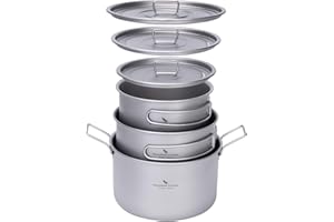 Boundless Voyage Titanium Pot Portable Camping Cookware Lightweight Cooking Pot Set for Outdoor Cooking Traveling Backpacking