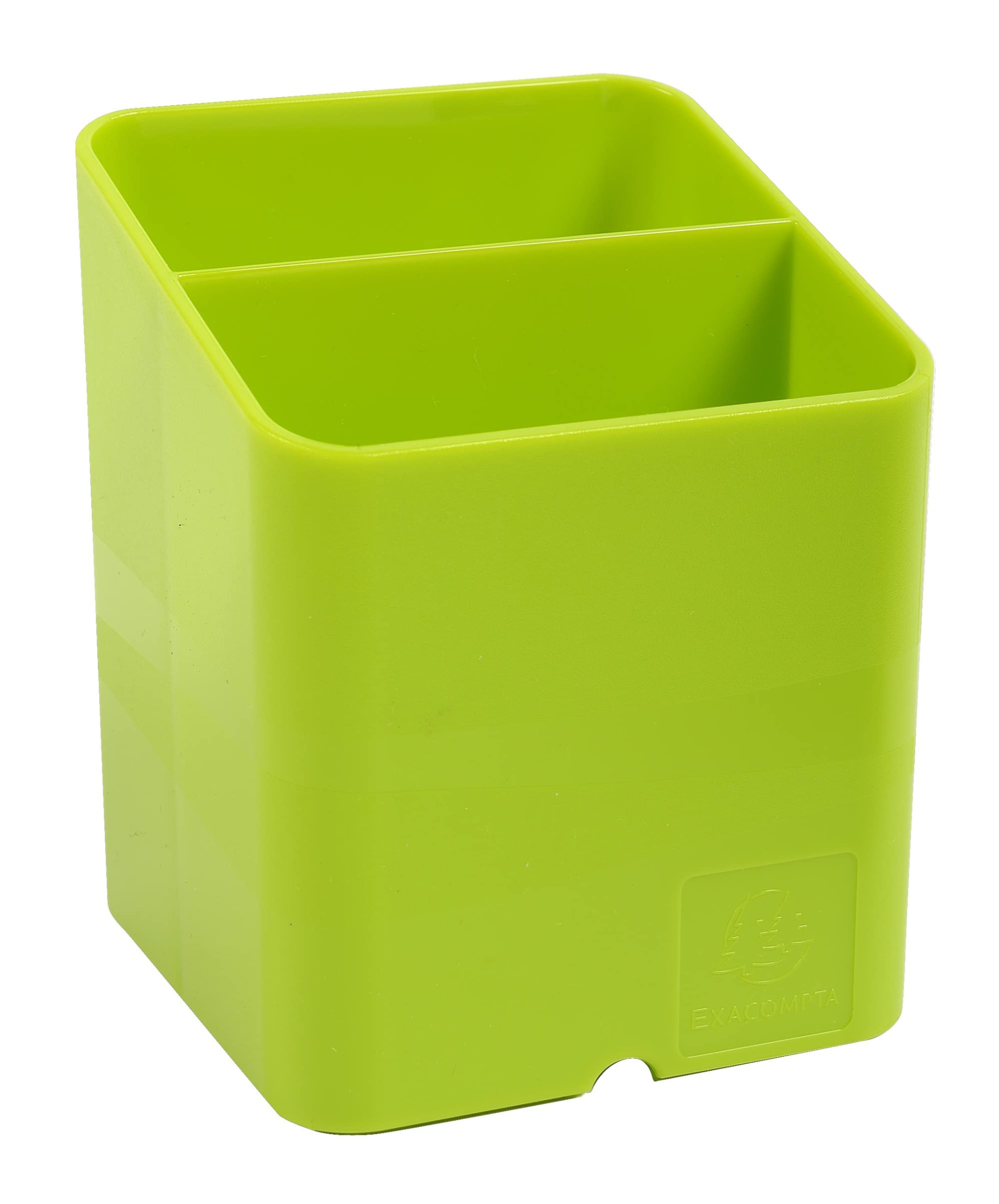 Exacompta - Ref 67725D_PAQ - Iderama Collection - Pen-Cube Pen Pot - 74 x 74 x 93mm in Size, Space-Saving Design, 2 Sections for Desk Organisation - Lime Green (Pack of 10)