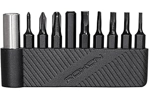 ROXON 9 pcs bits Group with Magnet Extended Holder to Adapt bits for ROXON KS2, H1, S802S,M2,M3; Different Size of Screwdrive