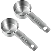 Tyqour 2 PCS 1/8 Cup Measuring Cup 30ml | 1oz Stainless Steel Measuring Cups Durable Metal 1/8 Teaspoon Measuring Spoon Coffee Scoops Coffee Measuring Scoop