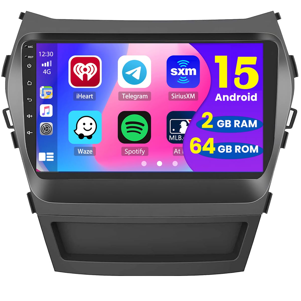 Photo 1 of 2+64GB Android Double Din Car Stereo for Hyundai Santa Fe 2013-2017 Car Radio Wireless Carplay Android Auto, 9" Touch Screen GPS Navi, WiFi, Bluetooth, Backup Camera, FM RDS, EQ DSP, SWC