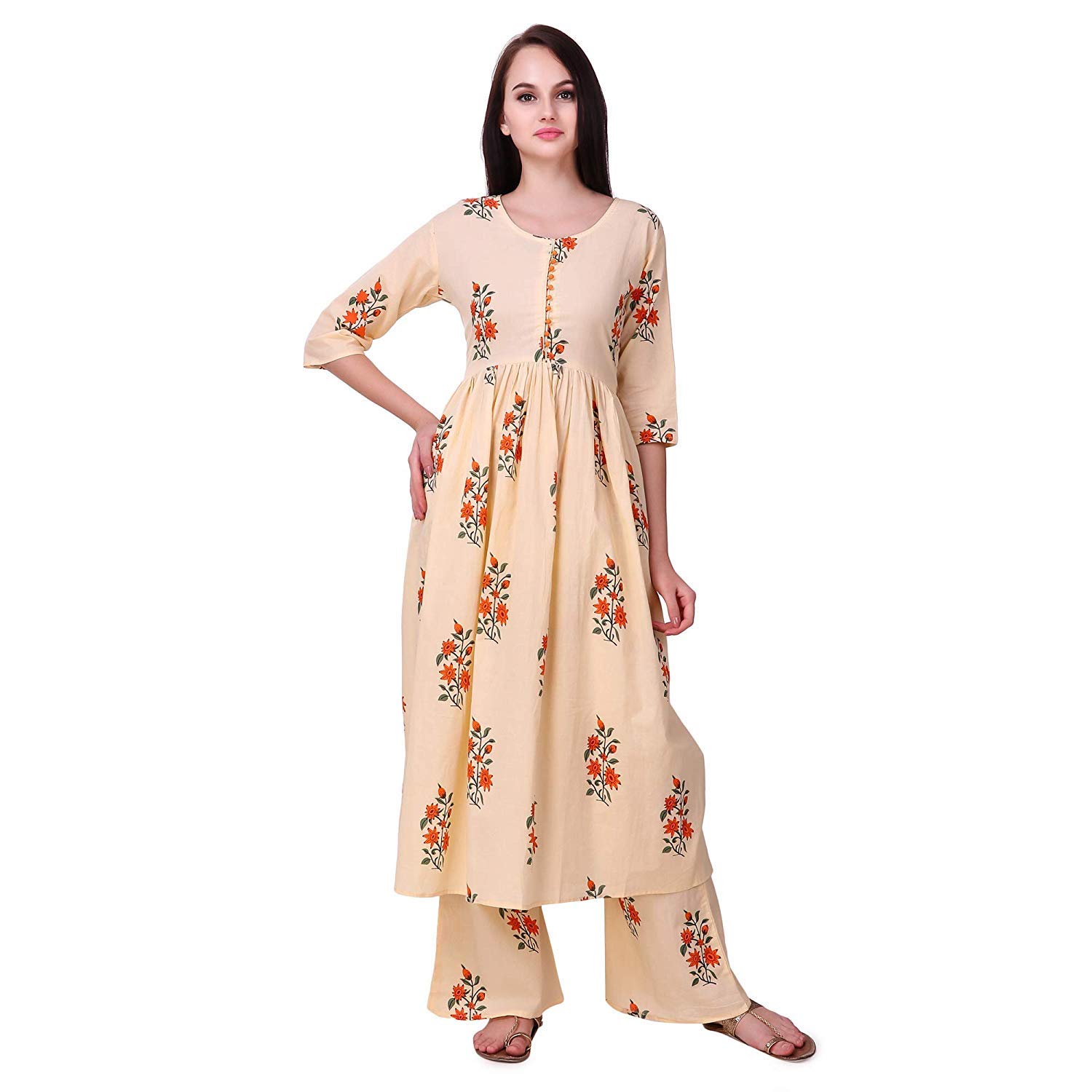 vaastra women's cotton kurti with palazzo pants set
