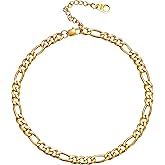 U7 Women Girls Barefoot Jewelry 18K Gold or Rose Gold Stainless Steel Heart/Rope/Figaro/Cuban Chain Anklet Foot Bracelet, 25-30 CM Long