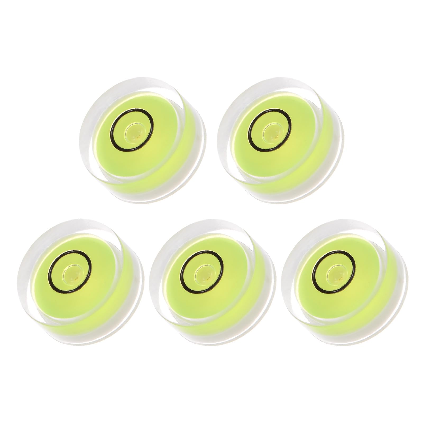 Kozelo 5pcs Small Circular Bubble Spirit Levels - [15mm Diameter 6mm Thickness] Mini Round RV Level Leveling Tools for Travel Trailer Turntable Camera, Lime