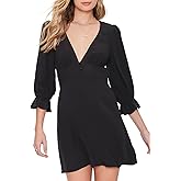 Forever 21 Womens Plunging Trumpet-Sleeve Mini Dress
