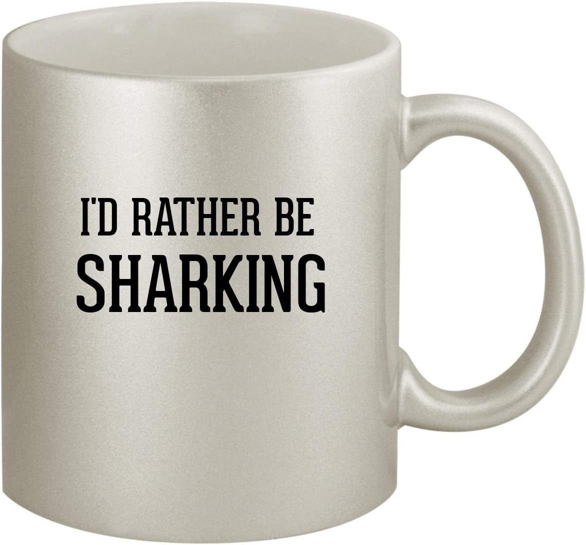 I'd Rather Be SHARKING - Ceramic 11oz Silver Coffee Mug, Silver