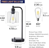 Homelist Dimmable Bedside Lamps Set of 2 with USB Ports Black Glass Shade view 6