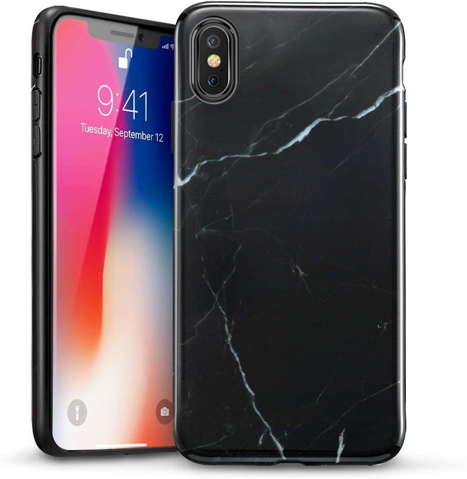 RAEGR Shield by ESR iPhone Xs/iPhone X Case, Vogue-Marble Pattern Ultra Thin Protection Case/Cover Designed for iPhone Xs/iPhone X - Black RG20104