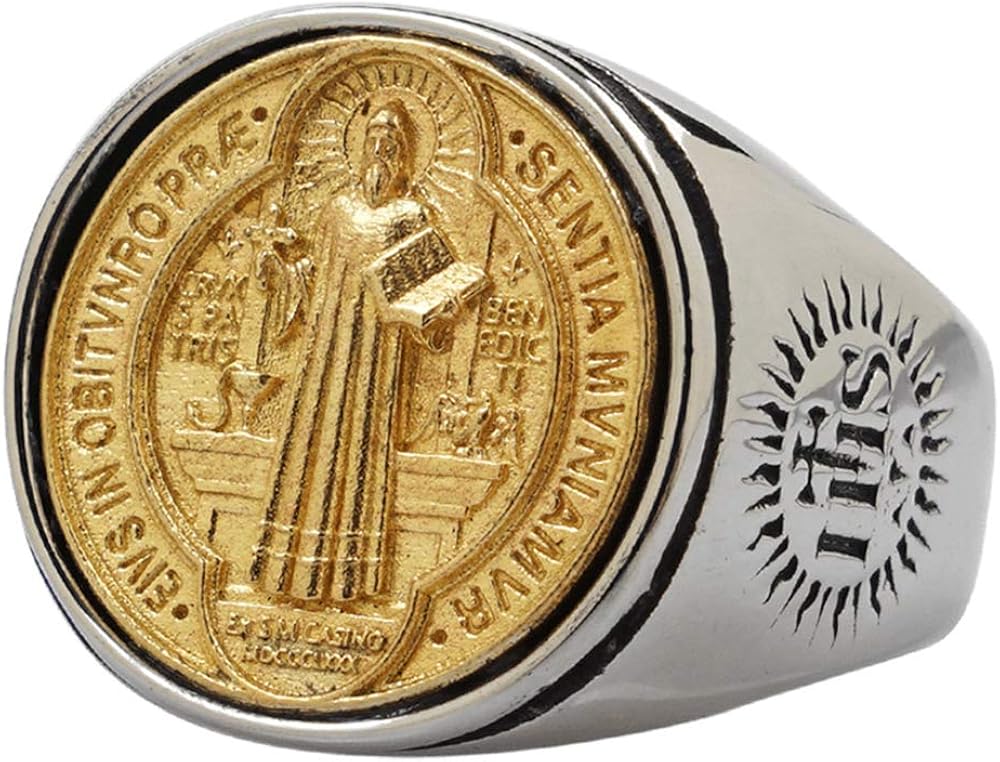 Copper and Titanium Stainless Steel Catholic St Saint Benedict Medal